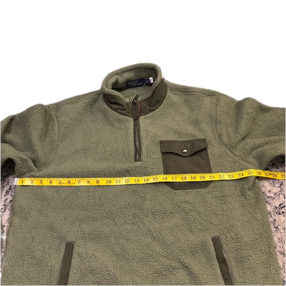 Polo Ralph Lauren Men XL Olive Hybrid High Pile Fleece Quarter Zip Pullover